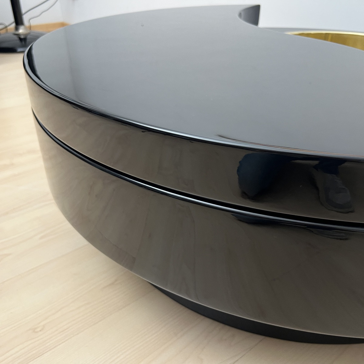 Willy Rizzo Design Coffee Table 'yin Yang', Black Lacquer And Brass, Italy, Circa 1970-photo-3