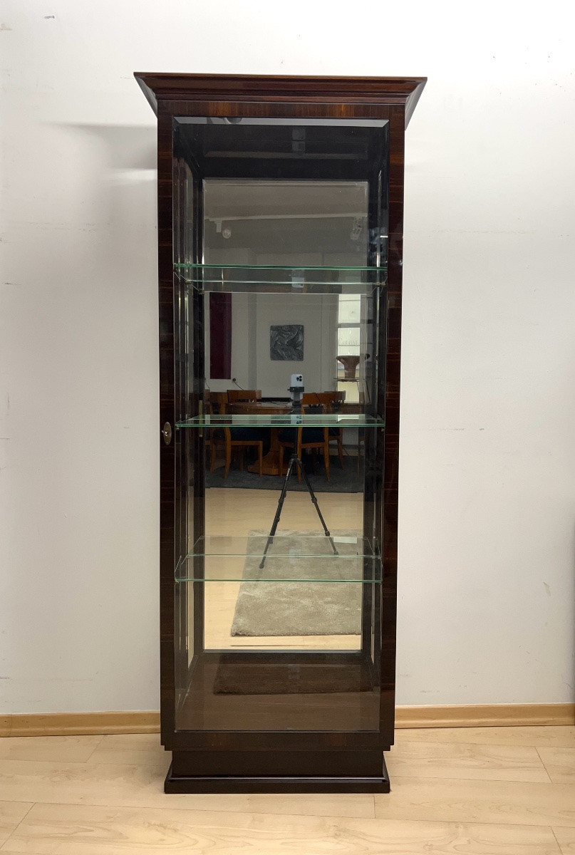 Art Deco Display Cabinet, Glazed On 3 Sides, Macassar Ebony Veneer, France, Circa 1930-photo-3
