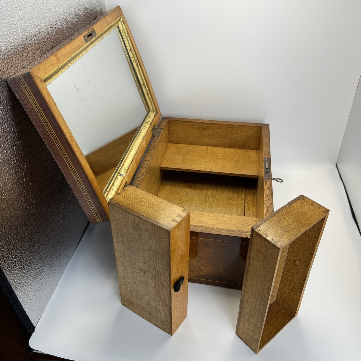 Biedermeier Box, Mahogany, Root Wood, Oak, Marquetry, Southern Germany, Circa 1840-photo-5