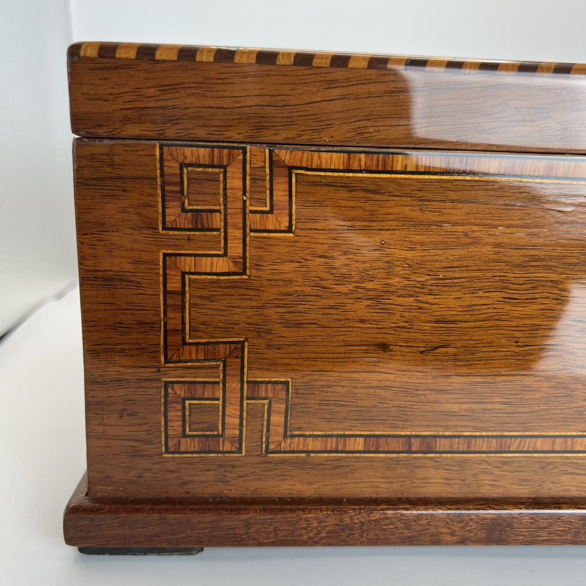 Biedermeier Box, Walnut On Oak, Marquetry, Southern Germany, Circa 1850-photo-2
