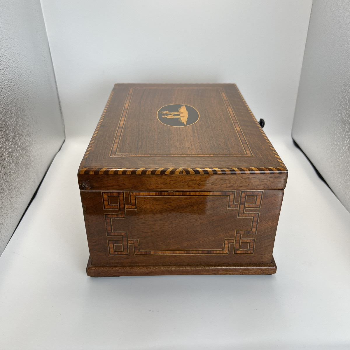 Biedermeier Box, Walnut On Oak, Marquetry, Southern Germany, Circa 1850-photo-3