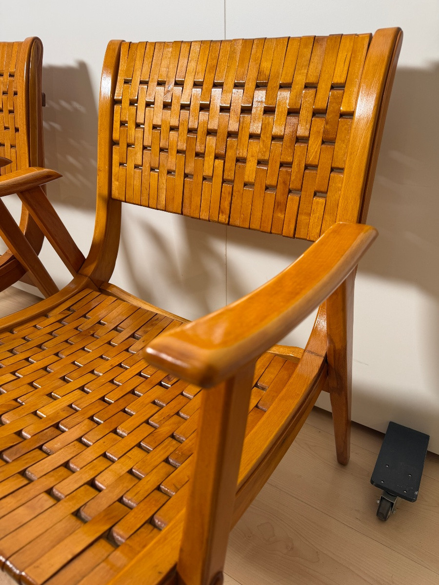 Paire de fauteuils ‚Gelenka‘, hêtre massif, Allemagne, vers 1950-photo-4