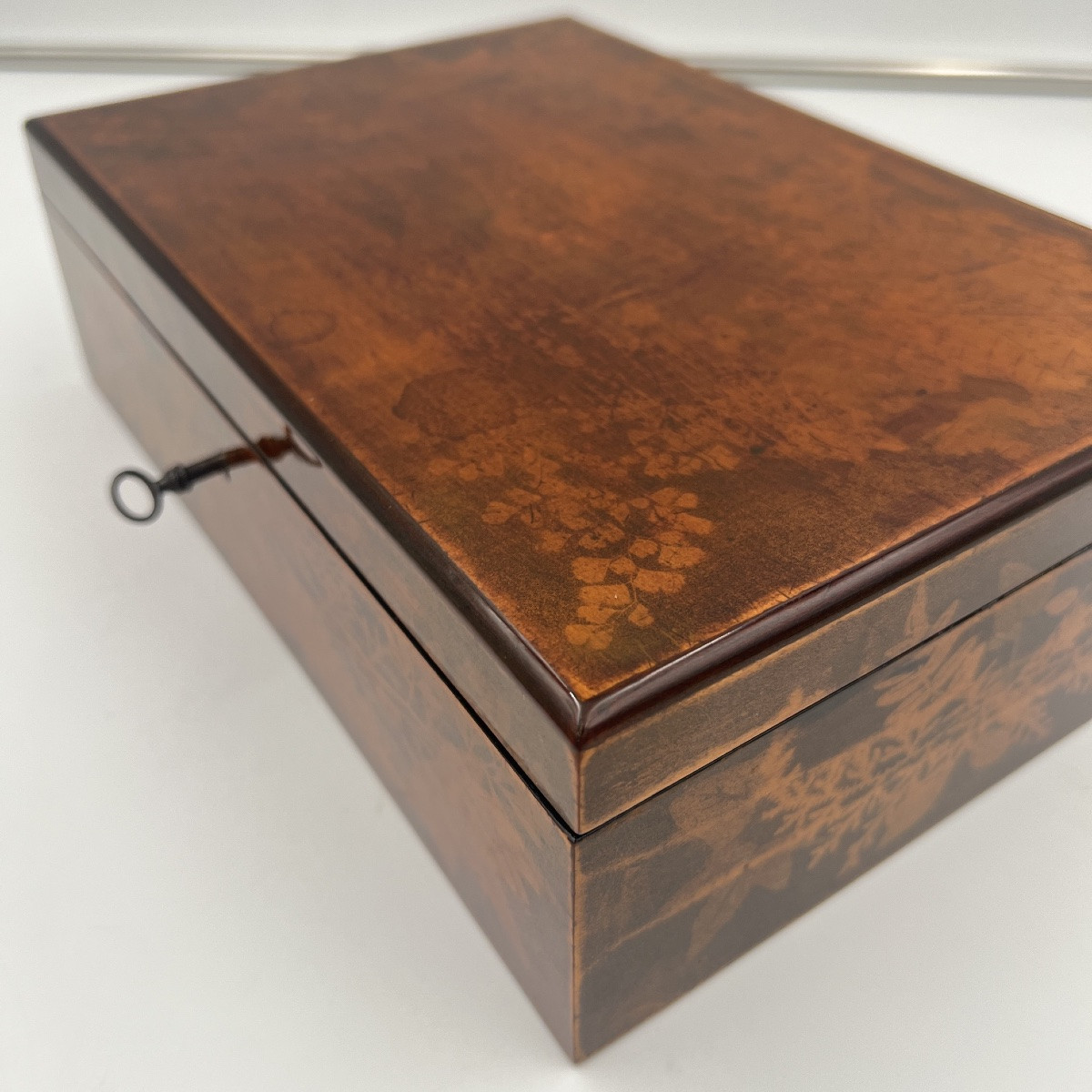 Late Biedermeier Jewelry Box, Beechwood, Printed, Germany, Circa 1840-photo-2