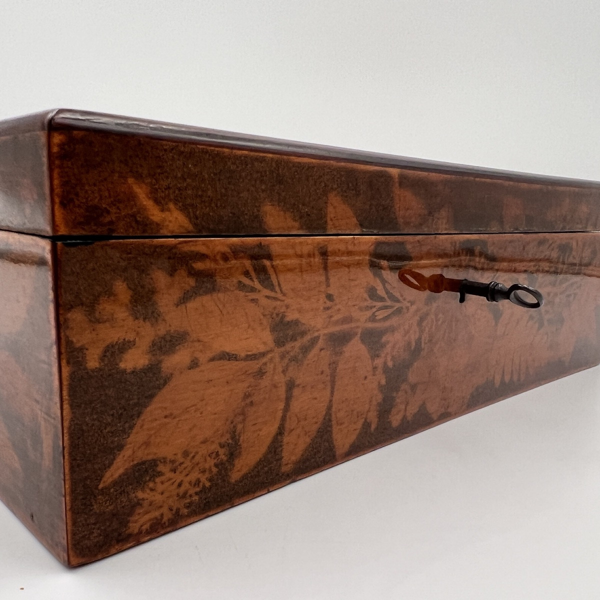 Late Biedermeier Jewelry Box, Beechwood, Printed, Germany, Circa 1840-photo-4