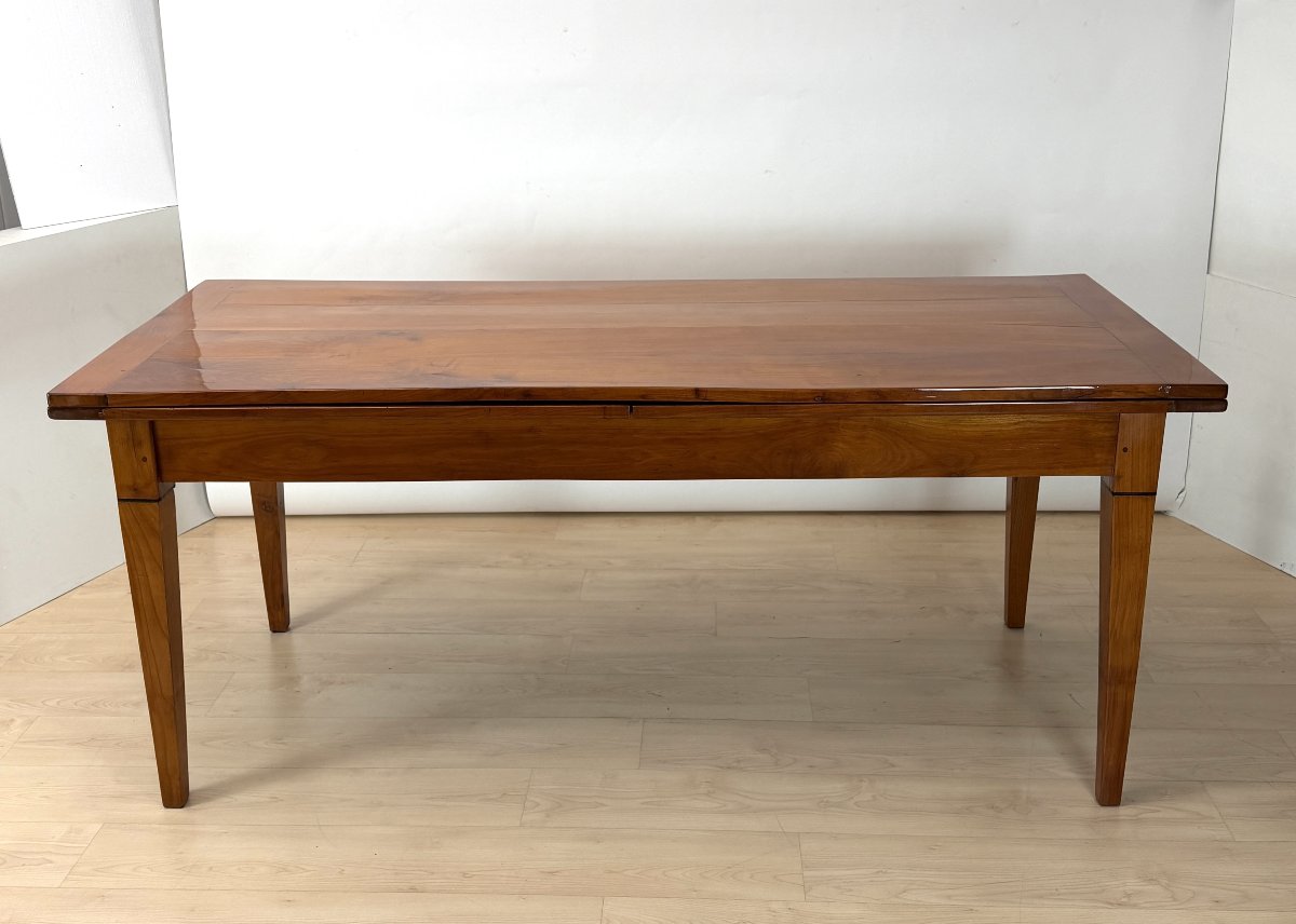 Table à rallonges Biedermeier, bois de cerisier, châtaignier, France, vers 1820-photo-2