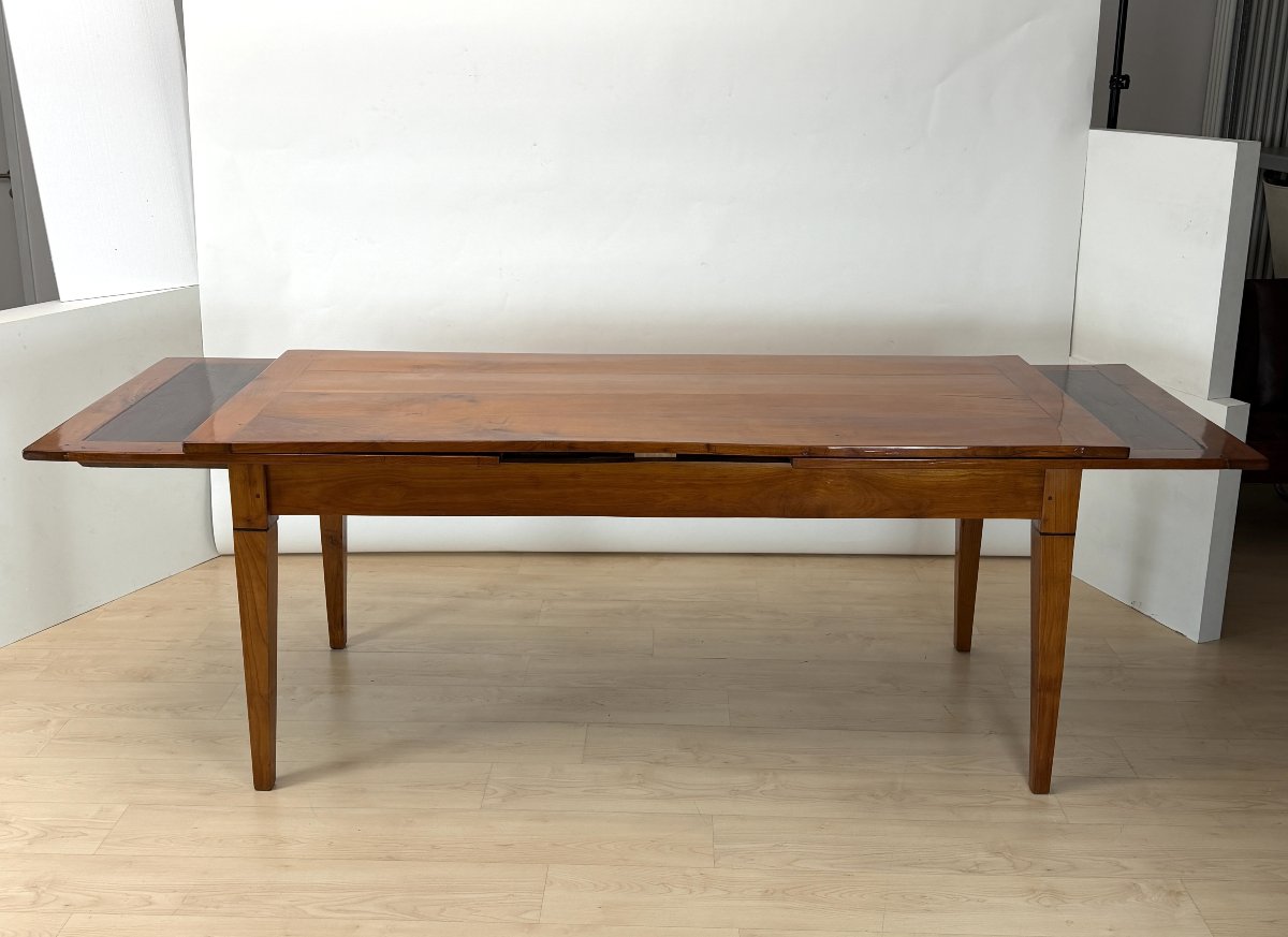 Table à rallonges Biedermeier, bois de cerisier, châtaignier, France, vers 1820-photo-3
