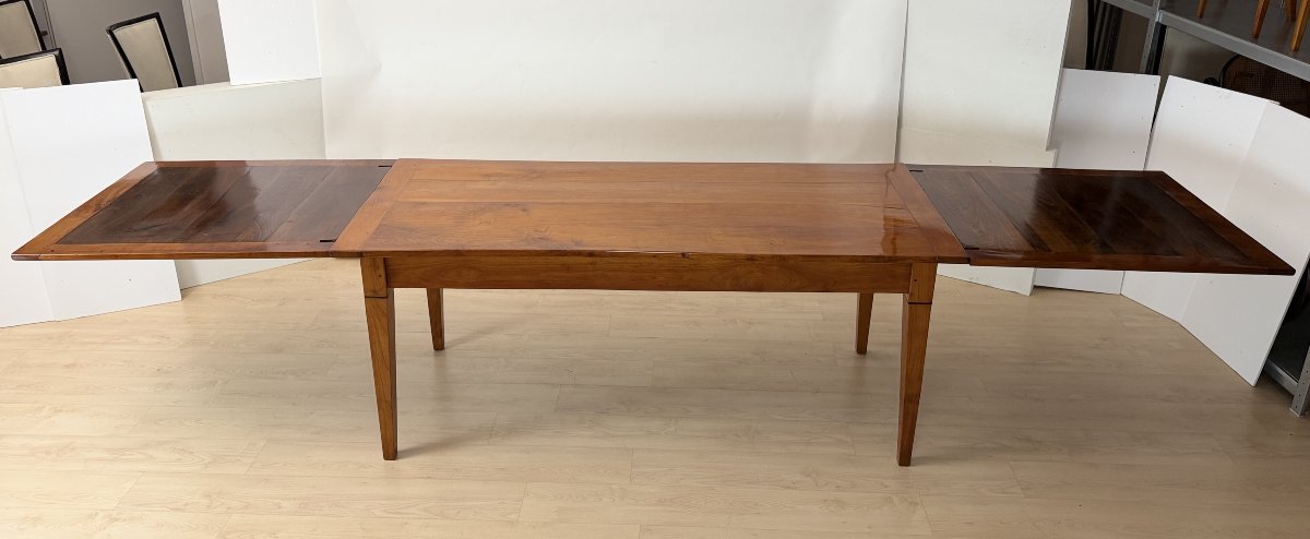 Table à rallonges Biedermeier, bois de cerisier, châtaignier, France, vers 1820-photo-4