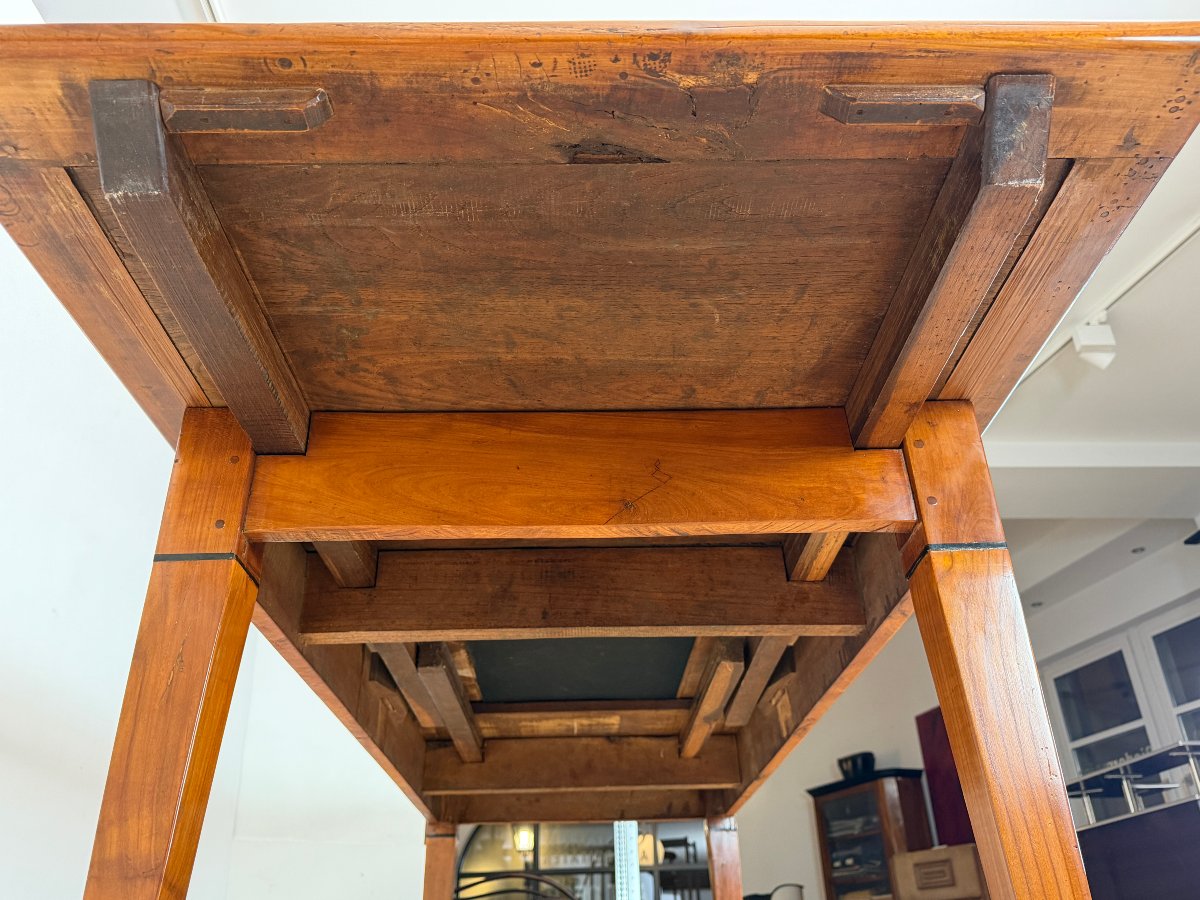 Table à rallonges Biedermeier, bois de cerisier, châtaignier, France, vers 1820-photo-1
