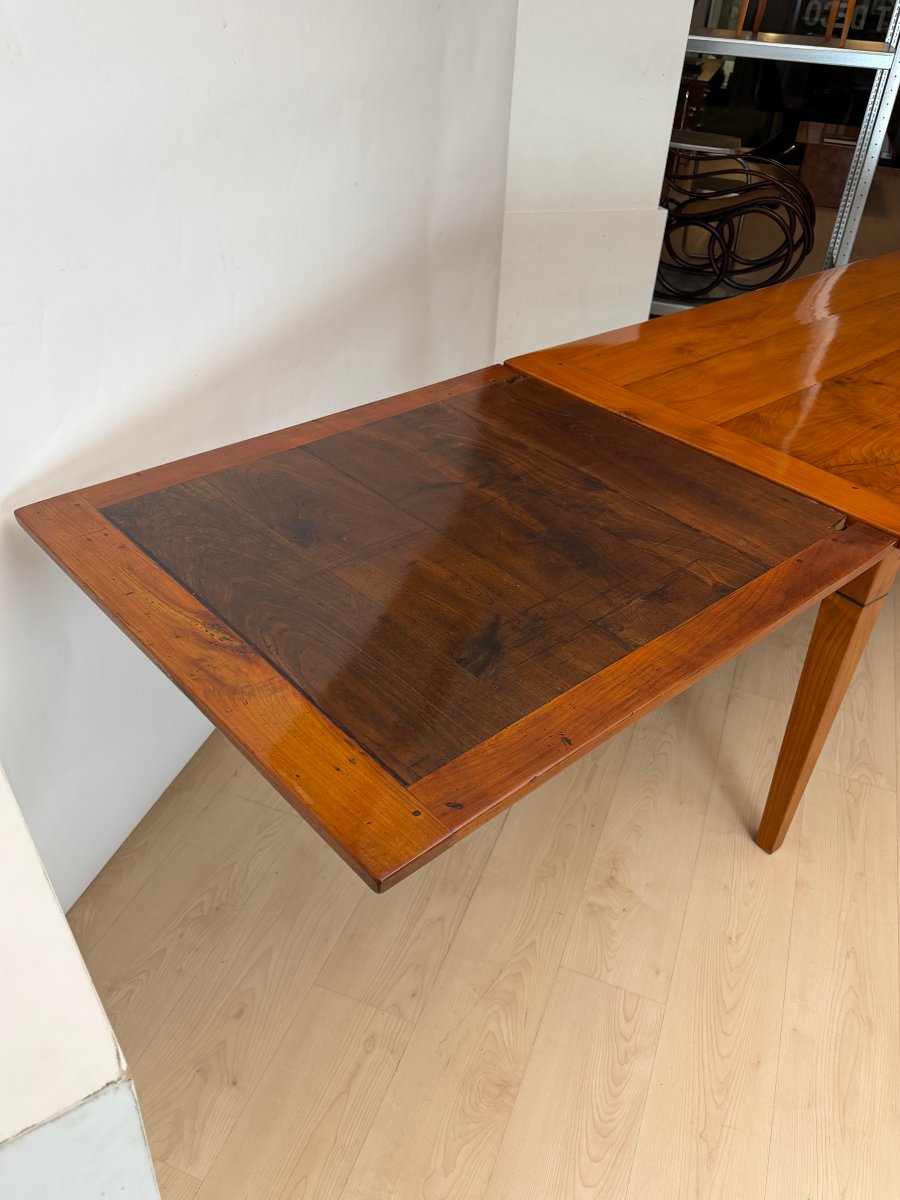 Table à rallonges Biedermeier, bois de cerisier, châtaignier, France, vers 1820-photo-8