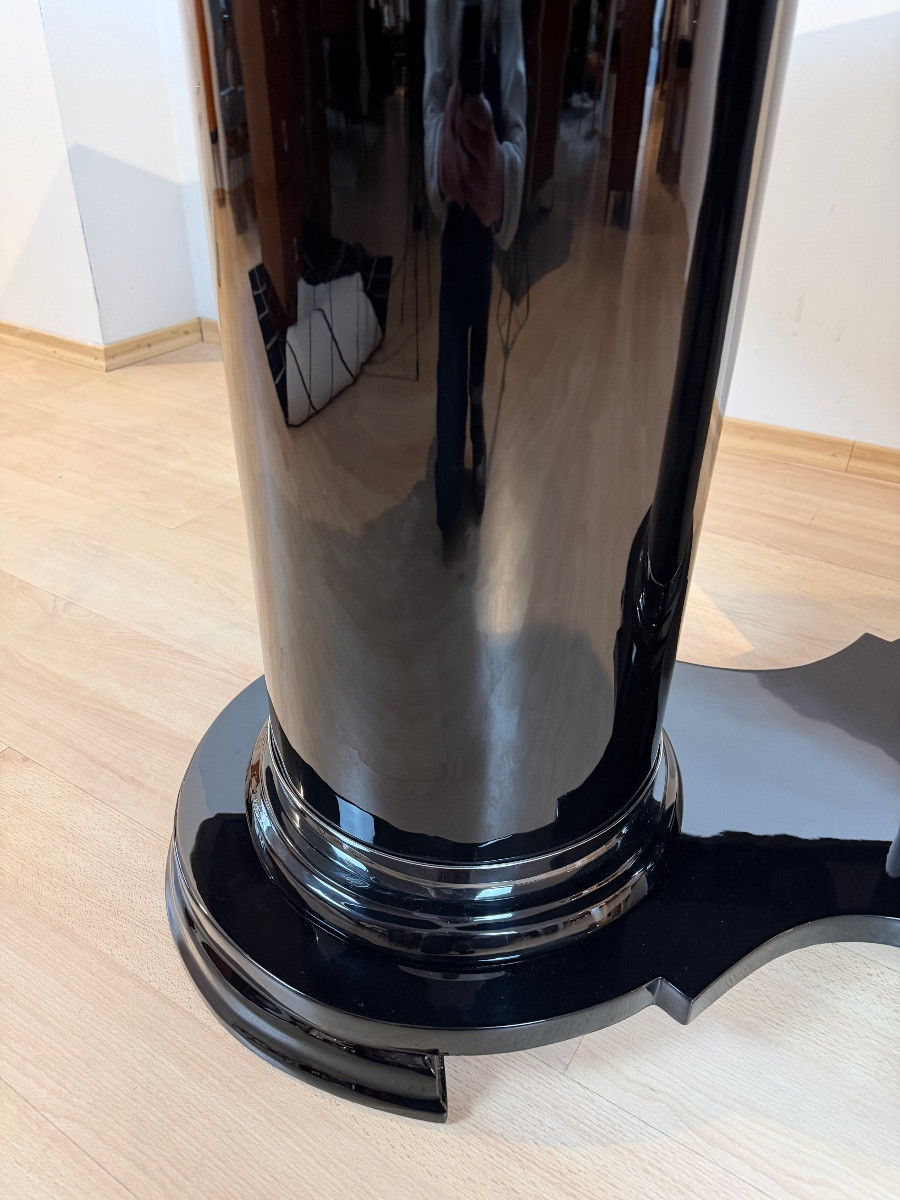 Art Deco Dining Table, Black Lacquer, Metal, France, Circa 1930-photo-1