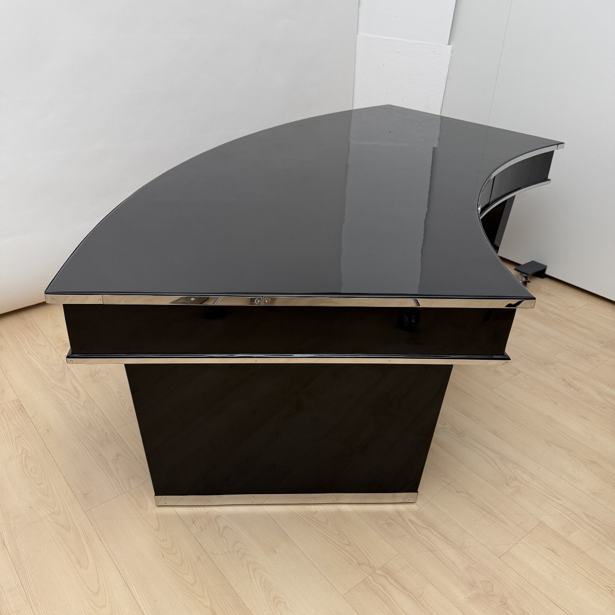 Bureau Art déco, laqué noir, métal, France, vers 1950-photo-2