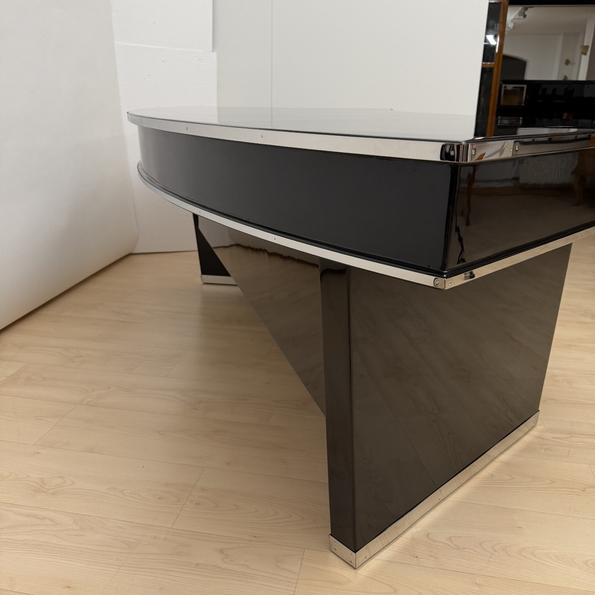 Bureau Art déco, laqué noir, métal, France, vers 1950-photo-3