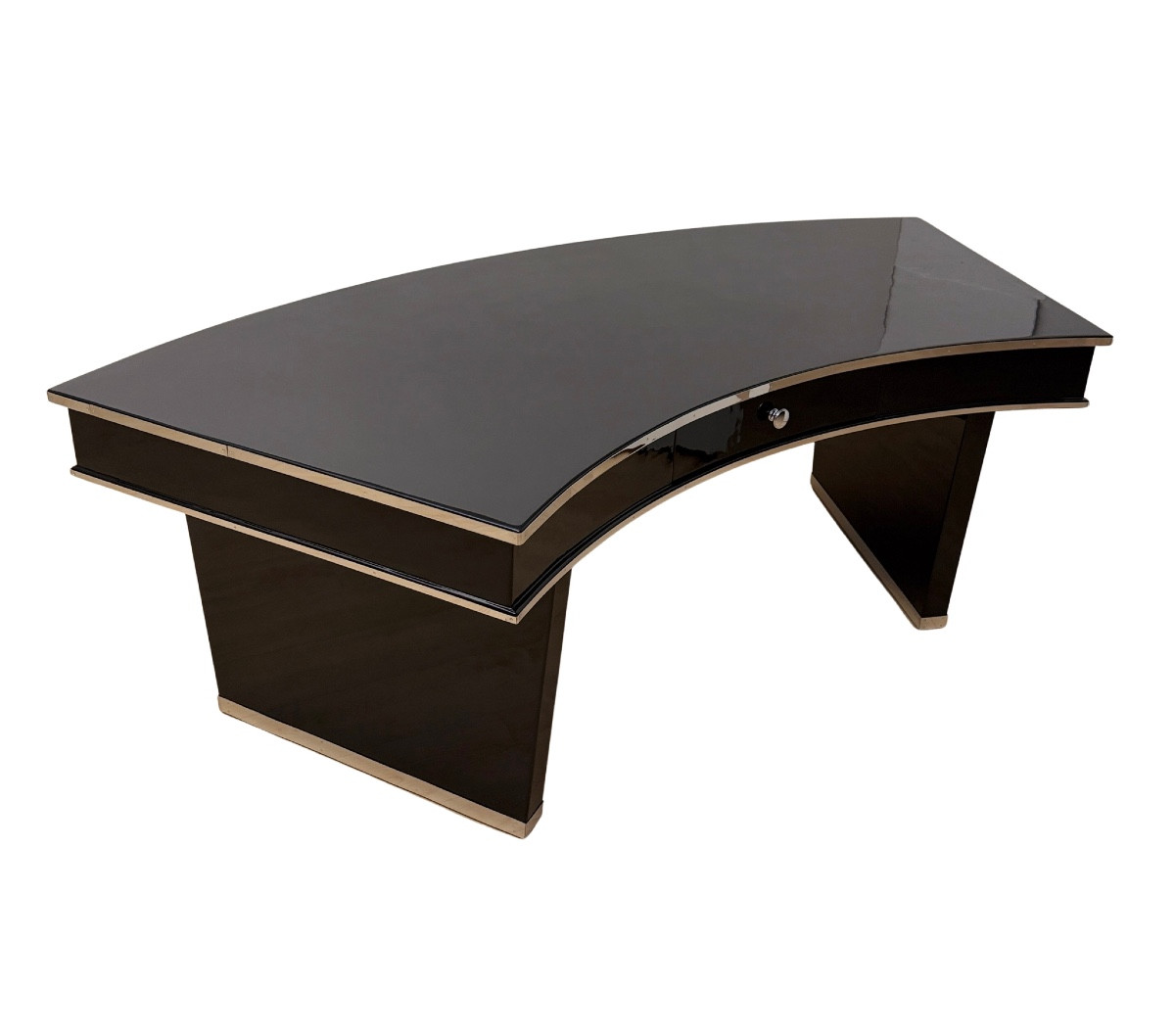 Bureau Art déco, laqué noir, métal, France, vers 1950