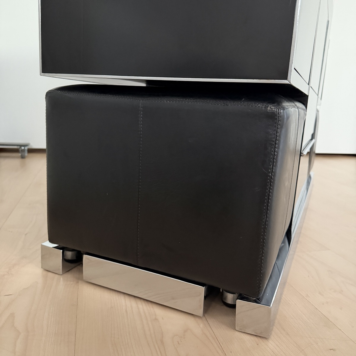 Willy Rizzo Dry Bar With Stools, Black Lacquer And Chrome, Italy, Circa 1970-photo-7