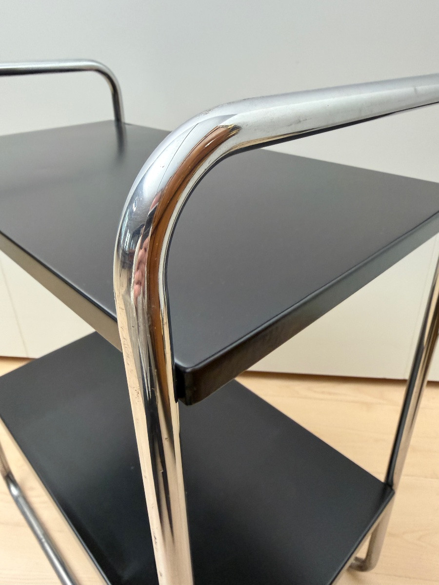 Table d'appoint en tube d'acier de Mauser Werke, noir et chrome, Allemagne, vers 1950 -photo-3