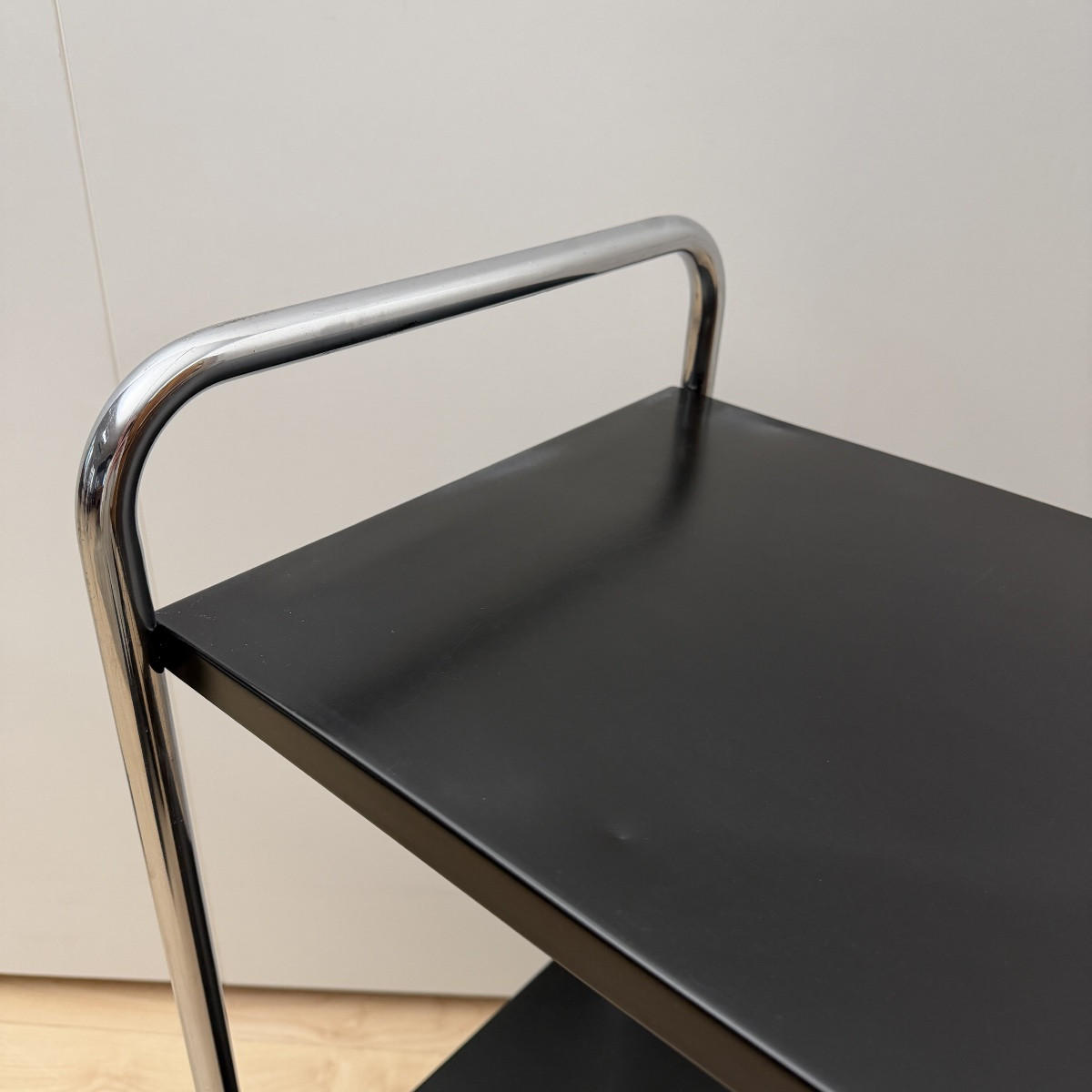 Table d'appoint en tube d'acier de Mauser Werke, noir et chrome, Allemagne, vers 1950 -photo-3