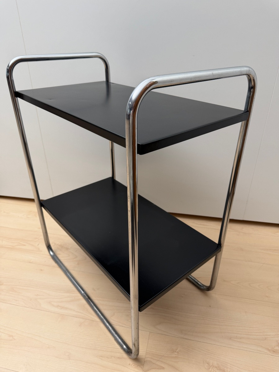 Table d'appoint en tube d'acier de Mauser Werke, noir et chrome, Allemagne, vers 1950 -photo-4