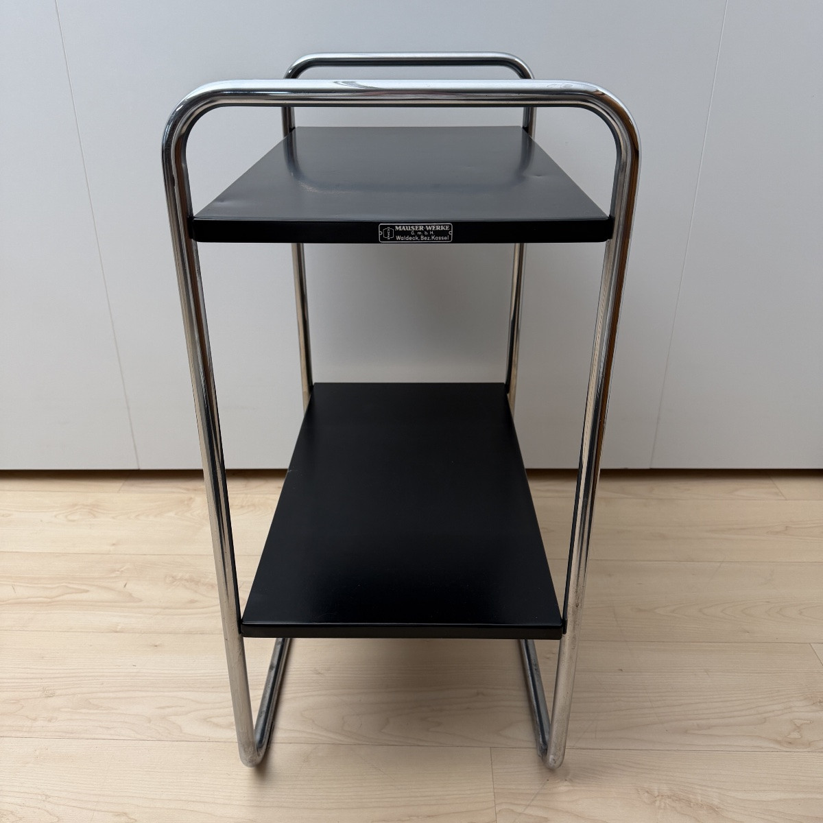 Table d'appoint en tube d'acier de Mauser Werke, noir et chrome, Allemagne, vers 1950 -photo-5