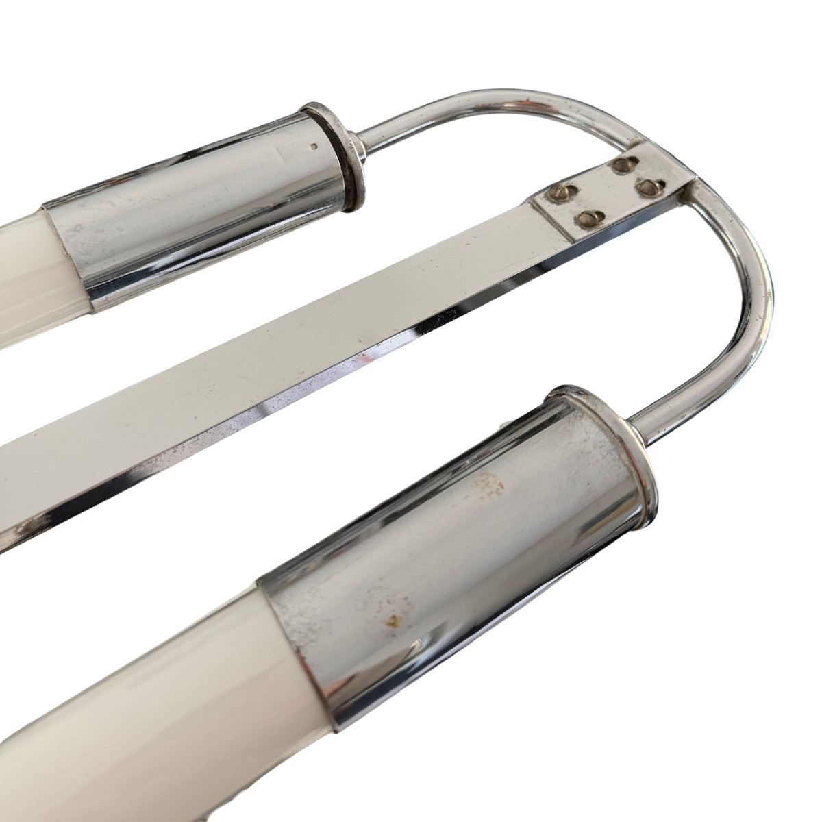 Streamline Moderne Ceiling Lamp, Chromed Steel, Neon Tubes, Germany, Circa 1935-photo-3