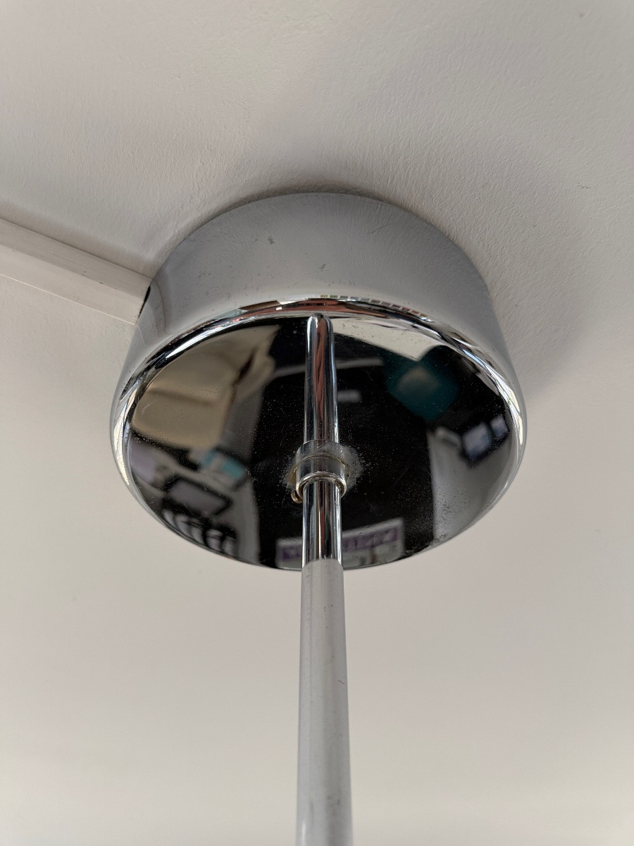 Streamline Moderne Ceiling Lamp, Chromed Steel, Neon Tubes, Germany, Circa 1935-photo-8