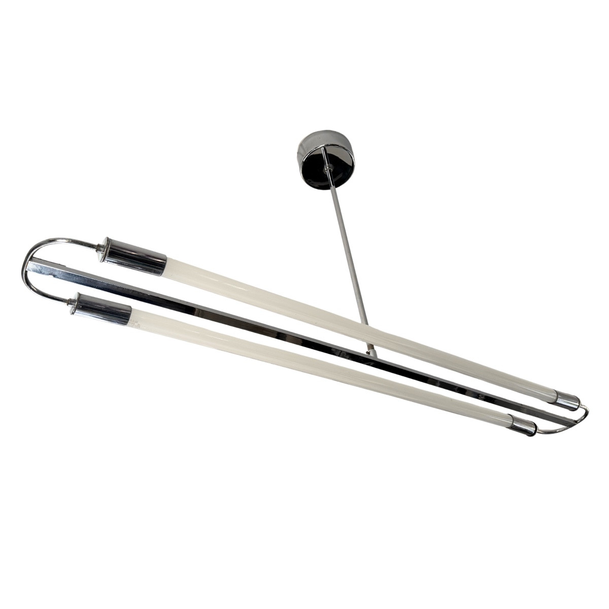 Streamline Moderne Ceiling Lamp, Chromed Steel, Neon Tubes, Germany, Circa 1935
