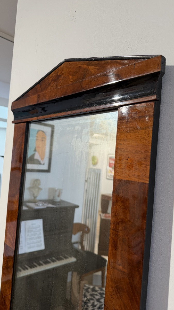 Miroir mural de Biedermeier, placage de noyer, ébénisé, Autriche, vers 1820-photo-1