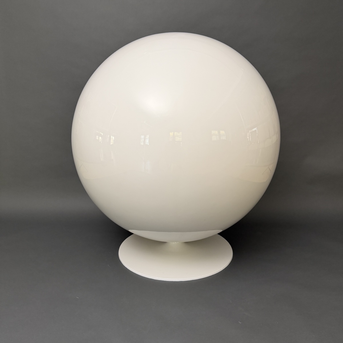 Original Asko Ball Chair, Eero Aarnio, White And Orange, Finland, 1960s-photo-4