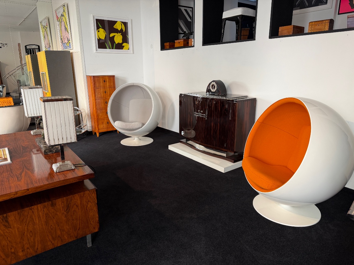 Original Asko Ball Chair, Eero Aarnio, White And Orange, Finland, 1960s-photo-8
