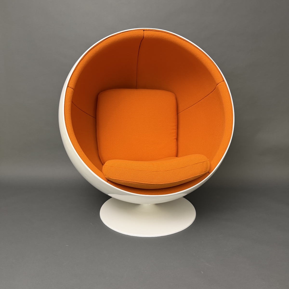 Original Asko Ball Chair, Eero Aarnio, White And Orange, Finland, 1960s