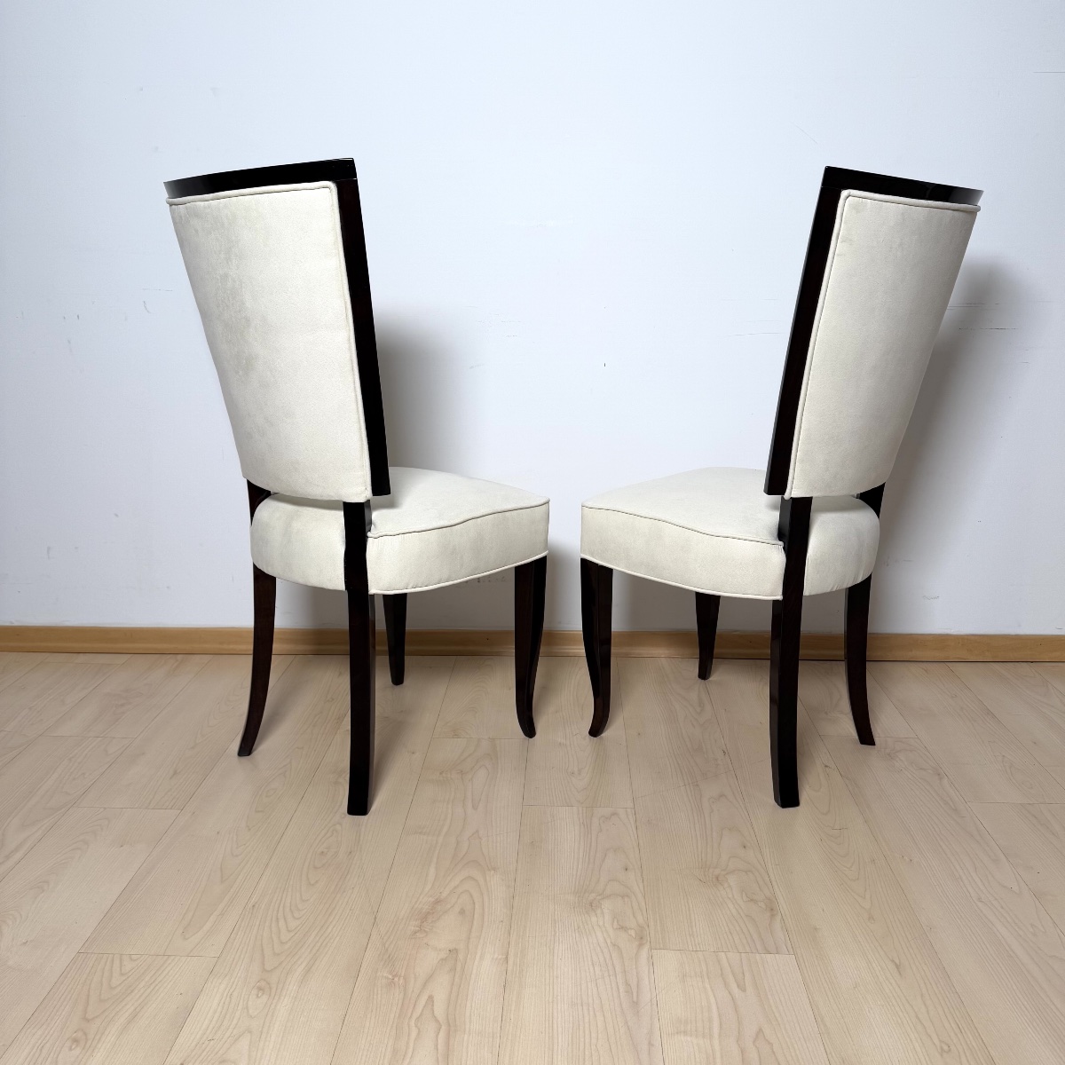 Lot de 10 chaises de salle à manger Art déco, laquées, Alcantara, Paris, vers 1930-photo-4