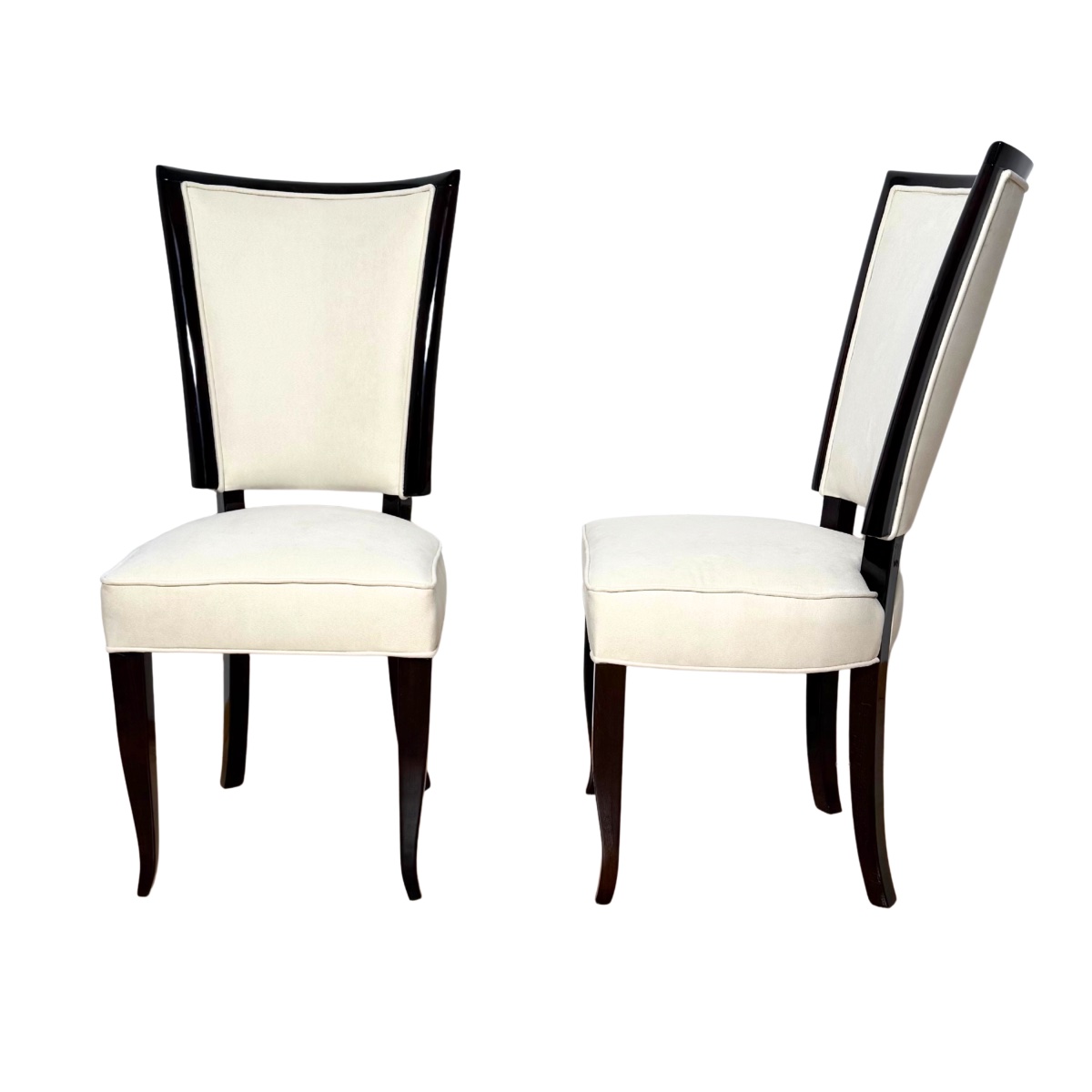 Lot de 10 chaises de salle à manger Art déco, laquées, Alcantara, Paris, vers 1930