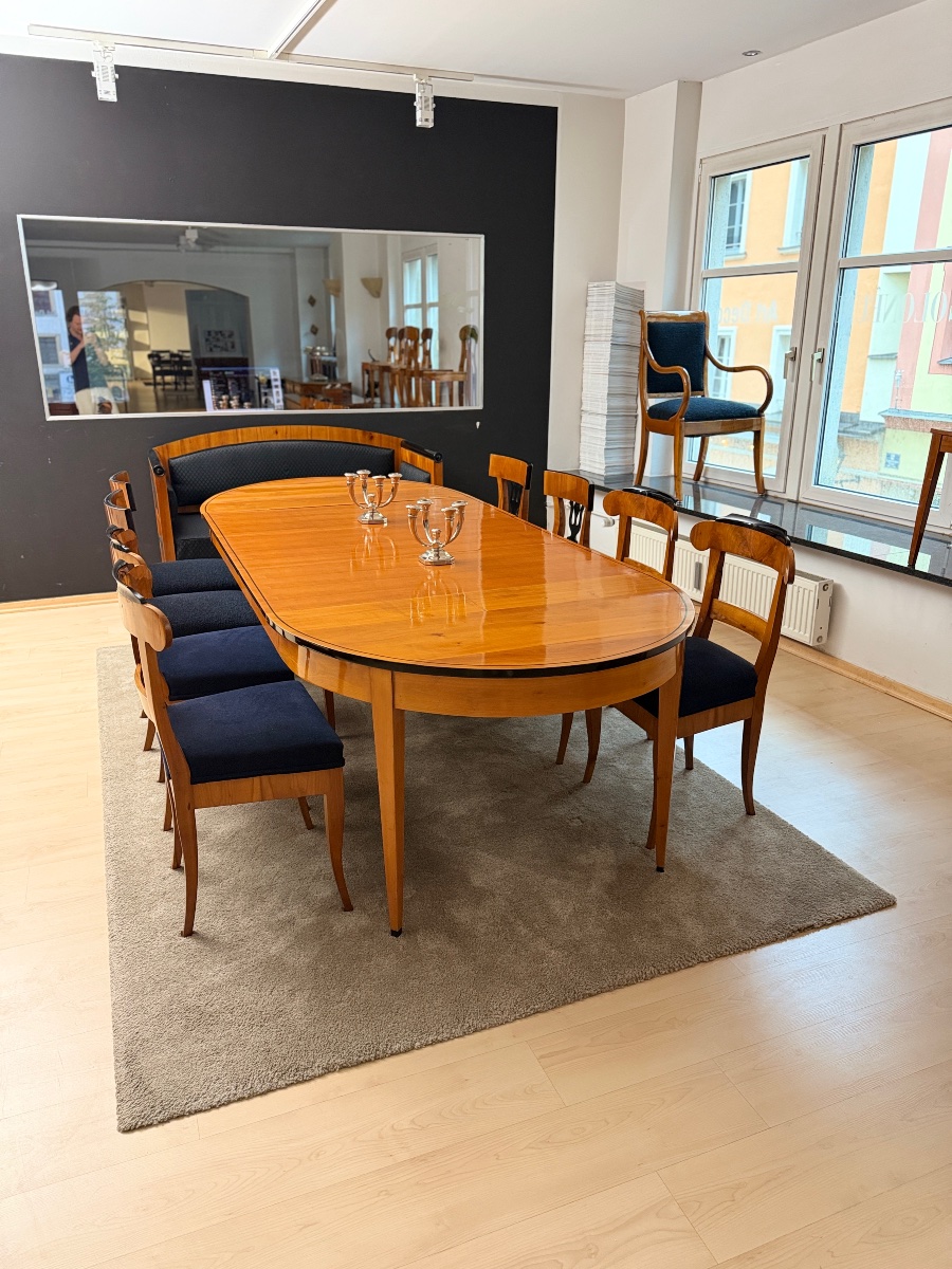 Oval Extendable Table In The Biedermeier Style, Cherry Wood, Southern Germany, Circa 1880-photo-2