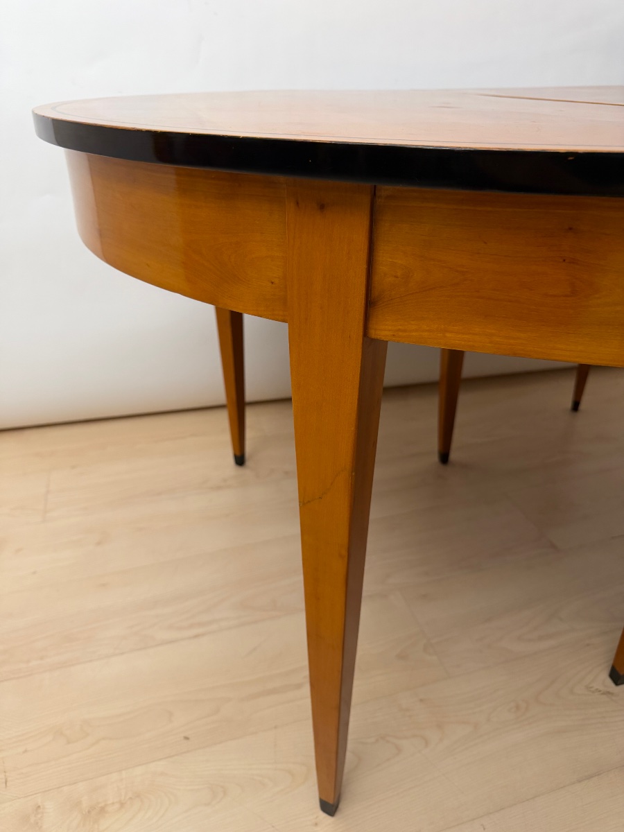 Oval Extendable Table In The Biedermeier Style, Cherry Wood, Southern Germany, Circa 1880-photo-2
