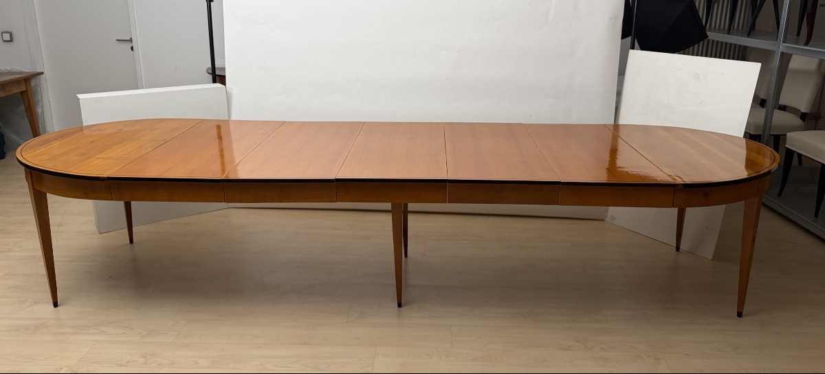 Oval Extendable Table In The Biedermeier Style, Cherry Wood, Southern Germany, Circa 1880-photo-5