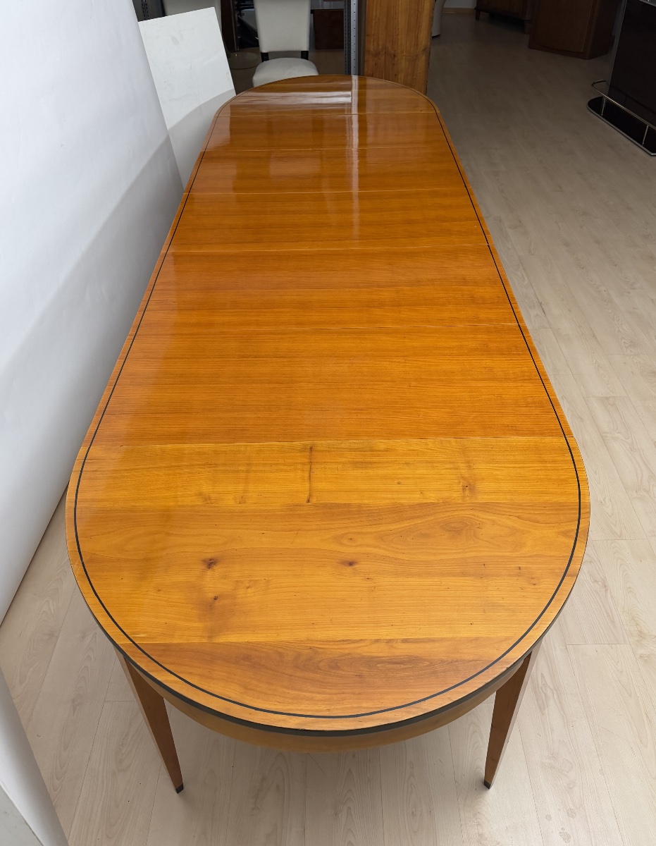 Oval Extendable Table In The Biedermeier Style, Cherry Wood, Southern Germany, Circa 1880-photo-6