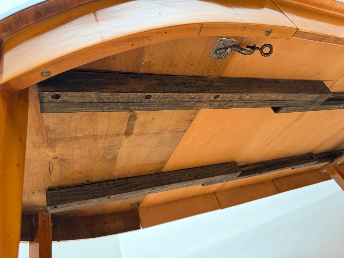 Oval Extendable Table In The Biedermeier Style, Cherry Wood, Southern Germany, Circa 1880-photo-7