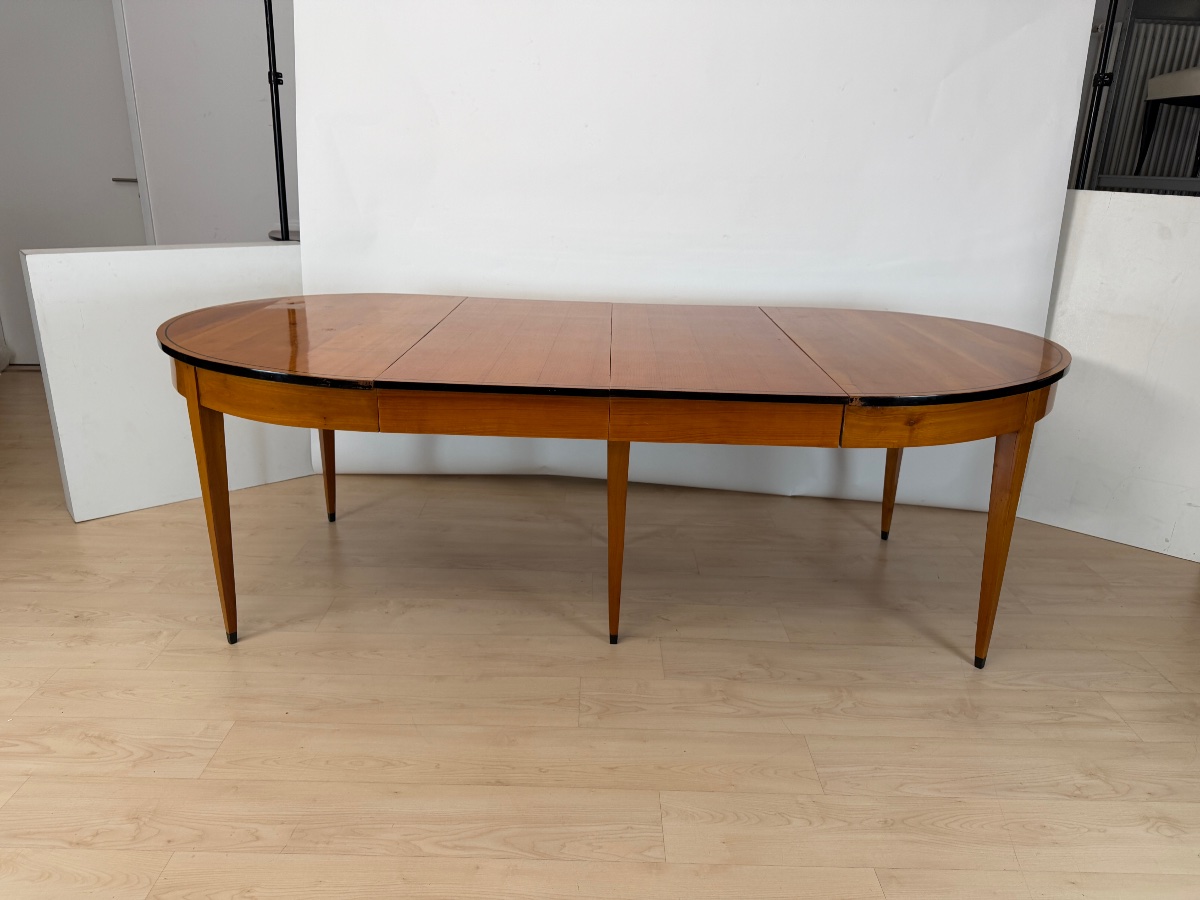 Oval Extendable Table In The Biedermeier Style, Cherry Wood, Southern Germany, Circa 1880-photo-8