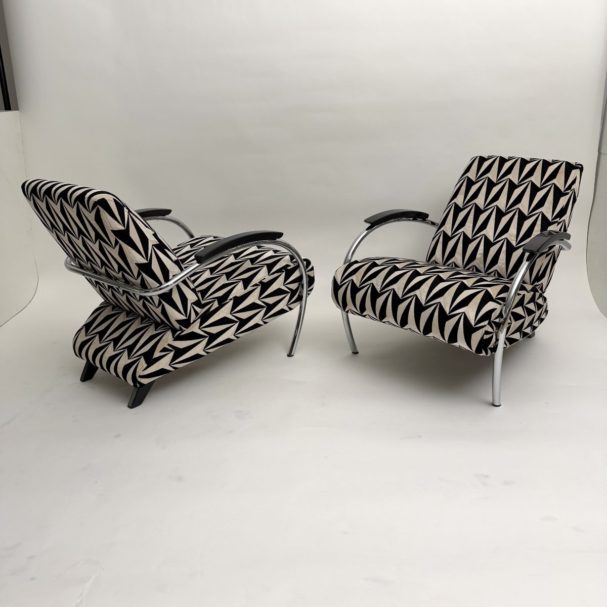 Pair Of “5470” Armchairs By Gelderland, Tubular Steel, Netherlands, Circa 1989-photo-2