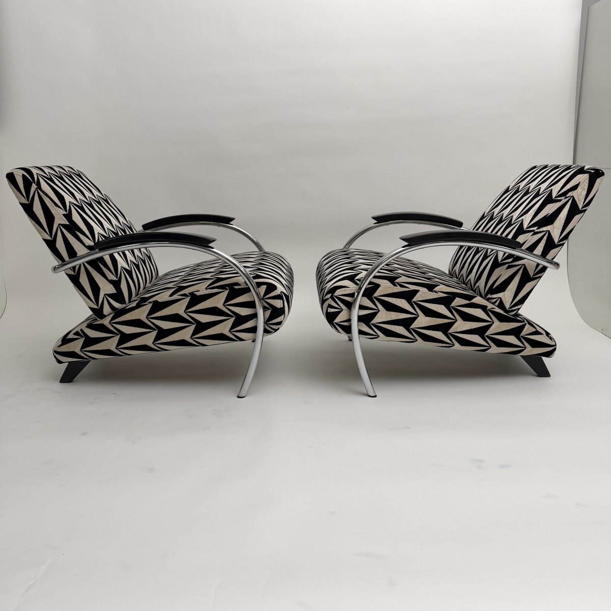 Pair Of “5470” Armchairs By Gelderland, Tubular Steel, Netherlands, Circa 1989-photo-3