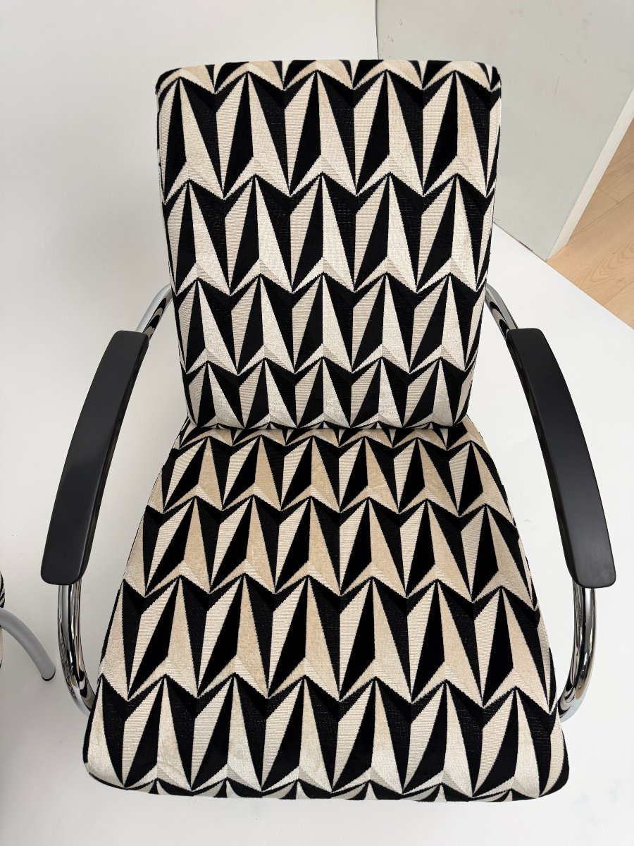 Pair Of “5470” Armchairs By Gelderland, Tubular Steel, Netherlands, Circa 1989-photo-2