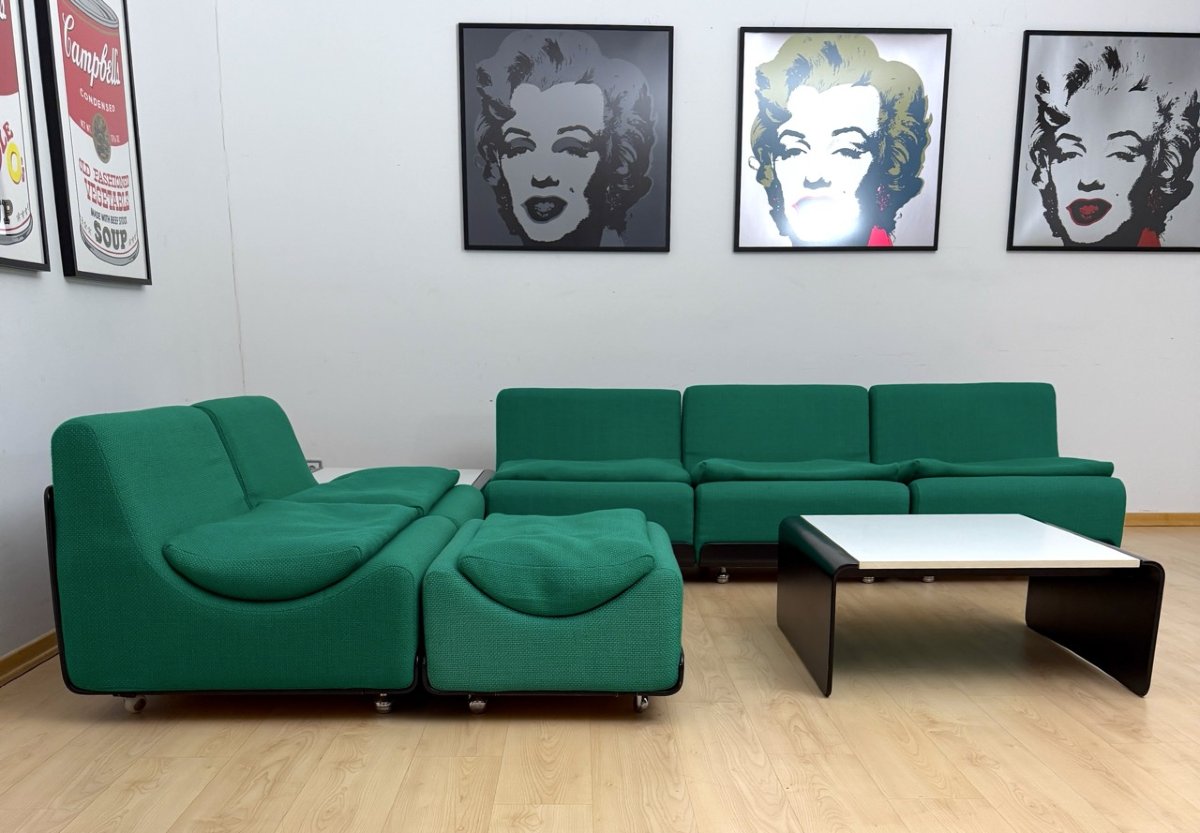 Green Modular Sofa Set "orbis", Luigi Colani For Cor, Germany, Circa 1970-photo-4