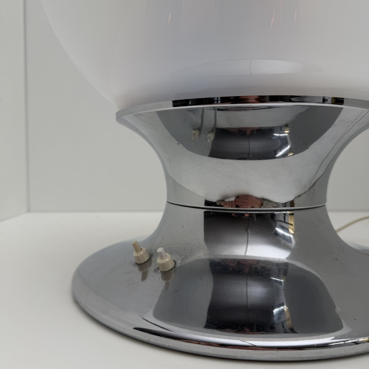 Lampe de table Space Age, Selenova, verre, chrome, cuivre, Italie, années 1970-photo-1