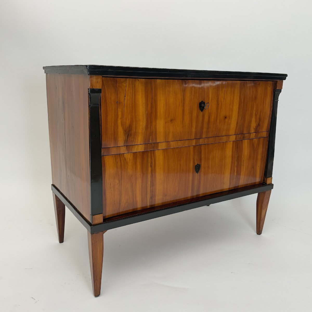 Biedermeier Chest Of Drawers, Cherry Veneer, Ebonized, South Germany, Circa 1820-photo-2