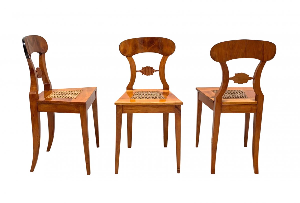 Série de six chaises de conseil Biedermeier, Autriche, vers 1830-photo-3