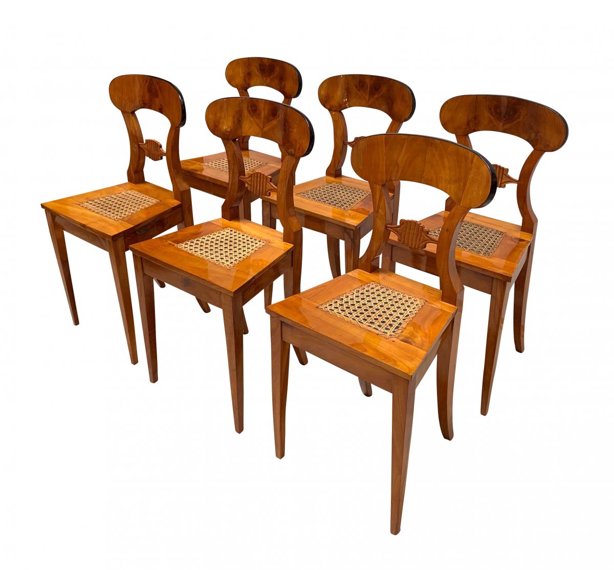 Set Of Six Biedermeier Board Chairs, Austria Circa 1830-photo-4