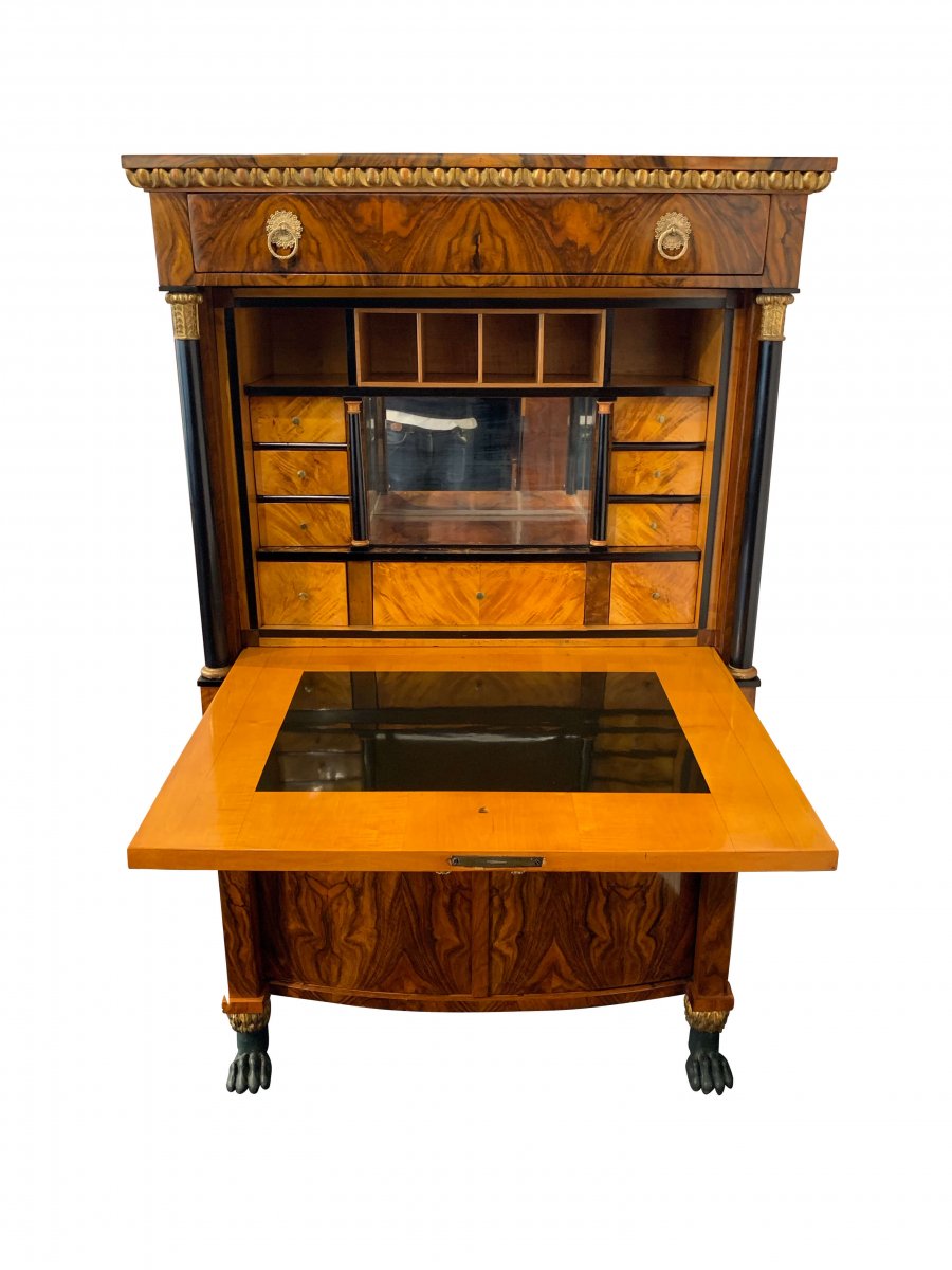 Empire Secrétaire, Walnut, Paw Legs, Danube Monarchy/vienna, Circa 1810-photo-3