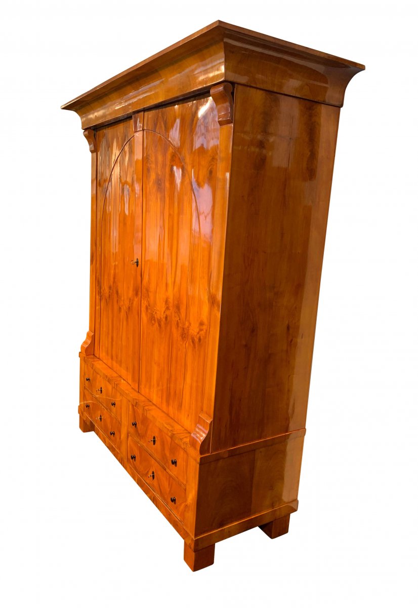 Grande Armoire Biedermeier, Placage De Cerisier, Rhénanie, Allemagne, Vers 1820-photo-4