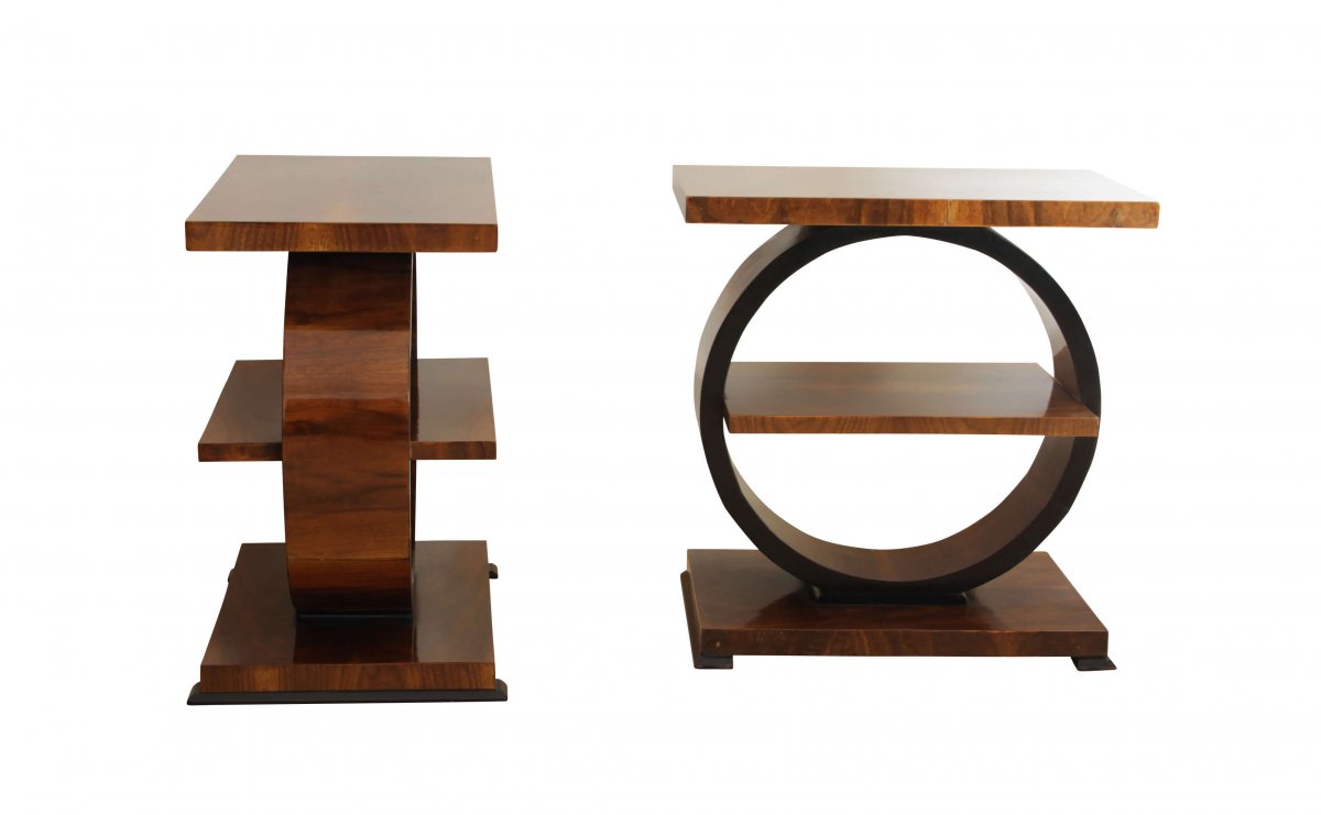 Art Deco Side Table, Walnut Veneer, France, Circa 1925-photo-3