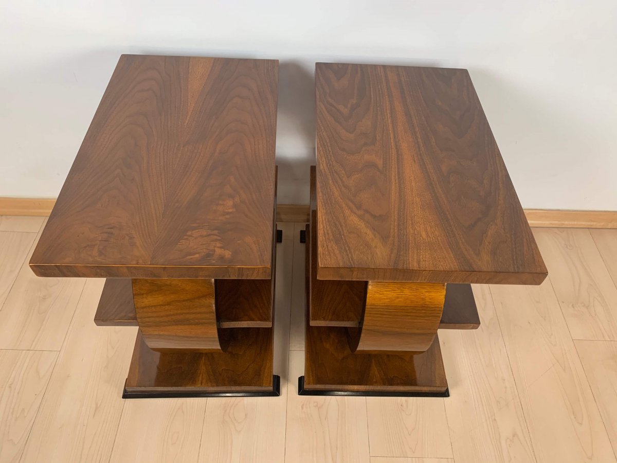 Art Deco Side Table, Walnut Veneer, France, Circa 1925-photo-7