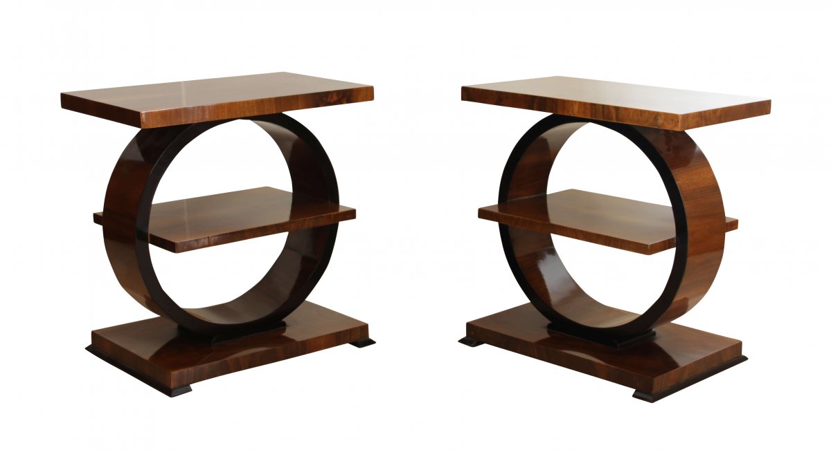 Art Deco Side Table, Walnut Veneer, France, Circa 1925